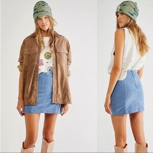 NWT Modern Femme Corduroy Mini Skirt In Color Blue Metal Size 4